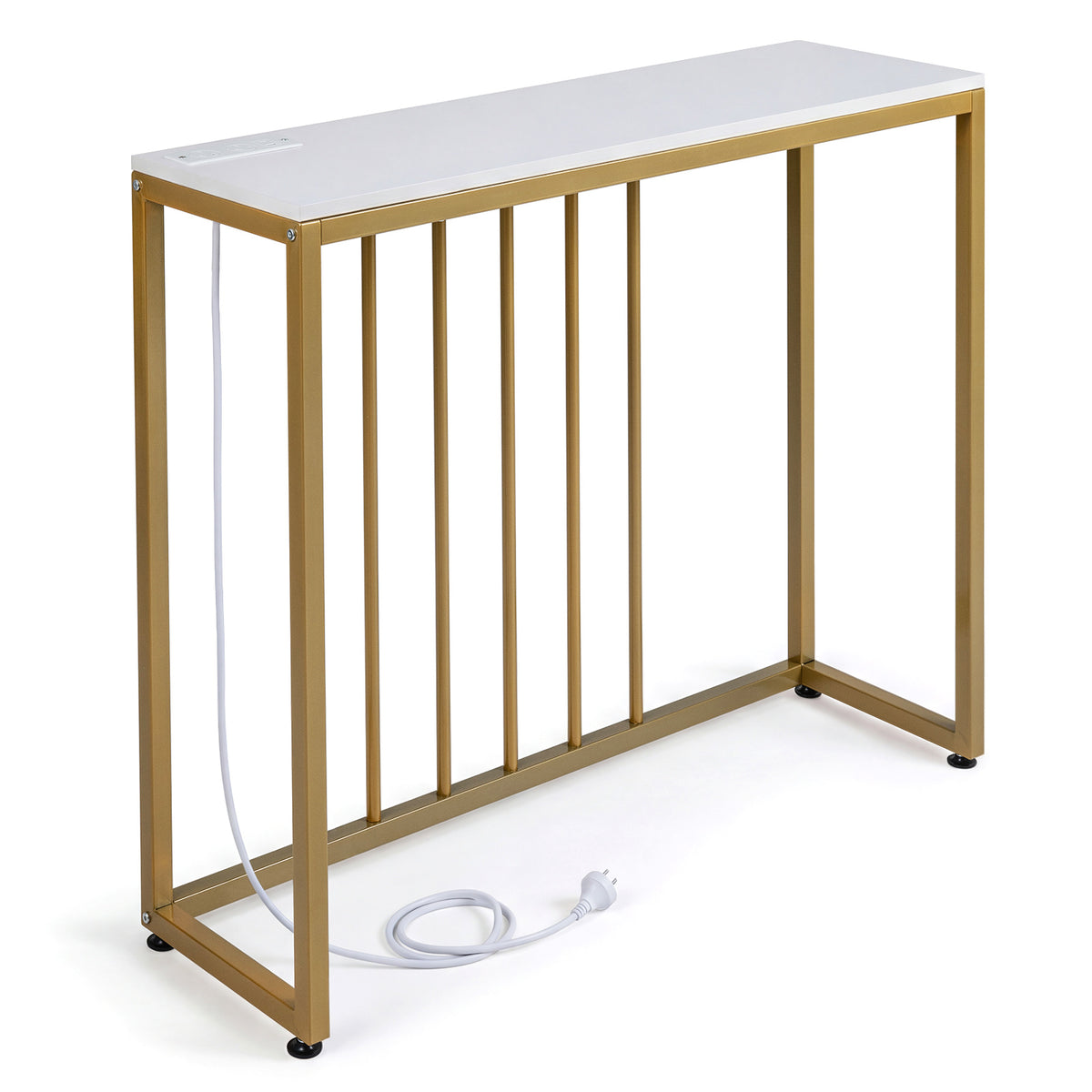 Console Table with Charging Station and Power Outlets for Hallway-White