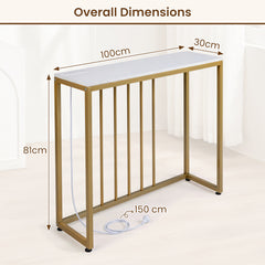 Console Table with Charging Station and Power Outlets for Hallway-White