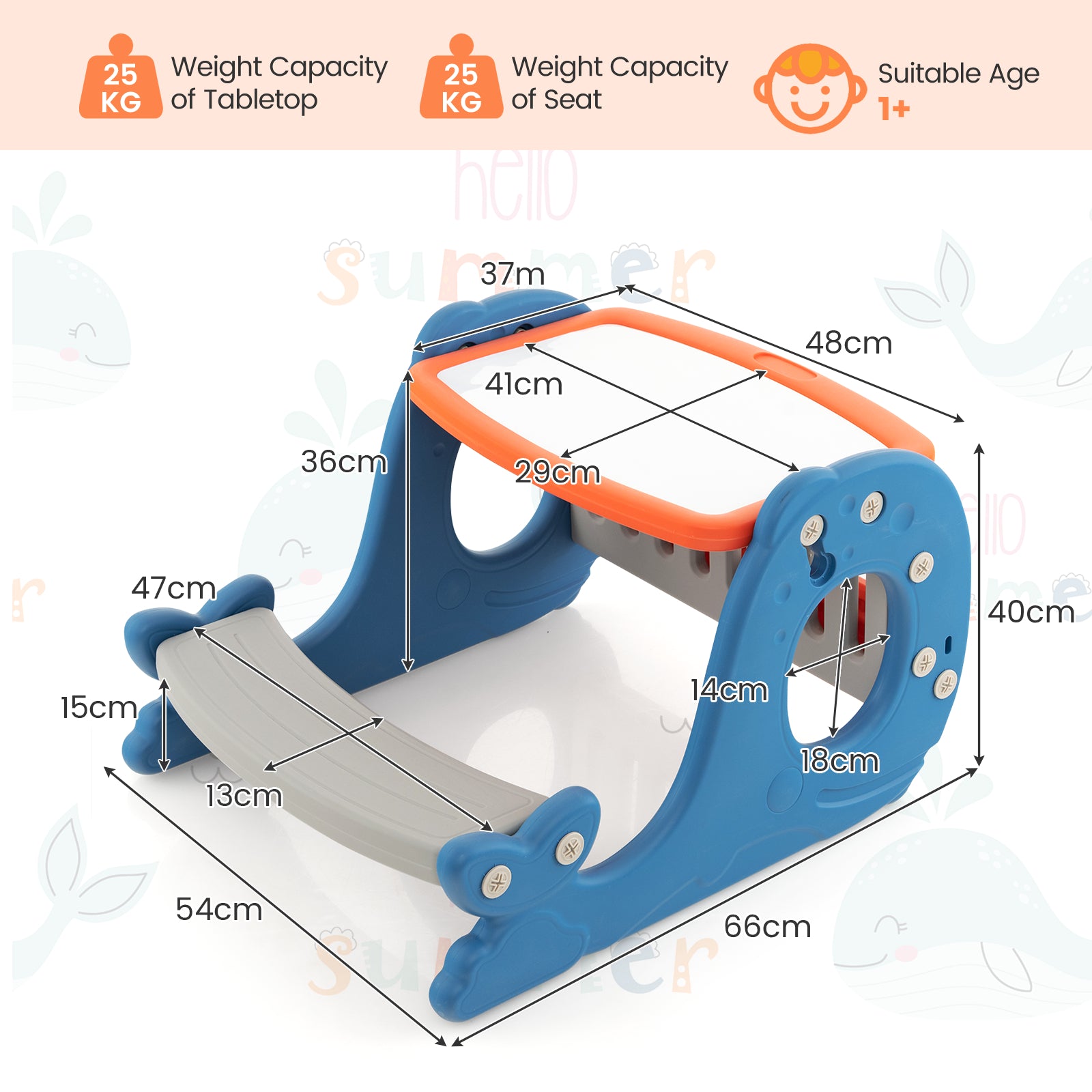 Multi-functional Convertible Kids Activity Table Set-Blue