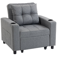 Gray armchair with cup holders on a white background