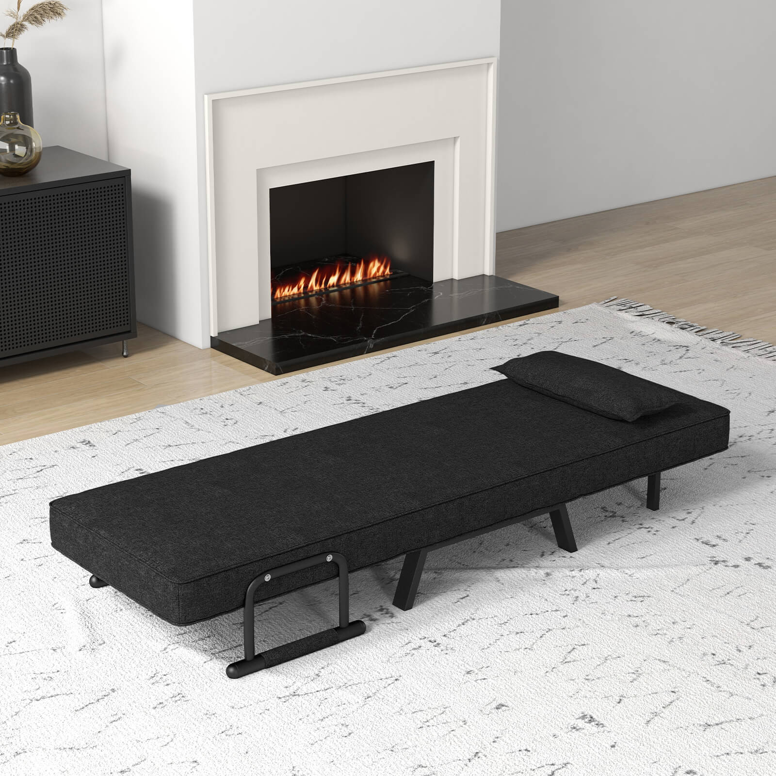 Convertible Sofa Bed 4-in-1 with 6-Position Adjustable Backrest-Black