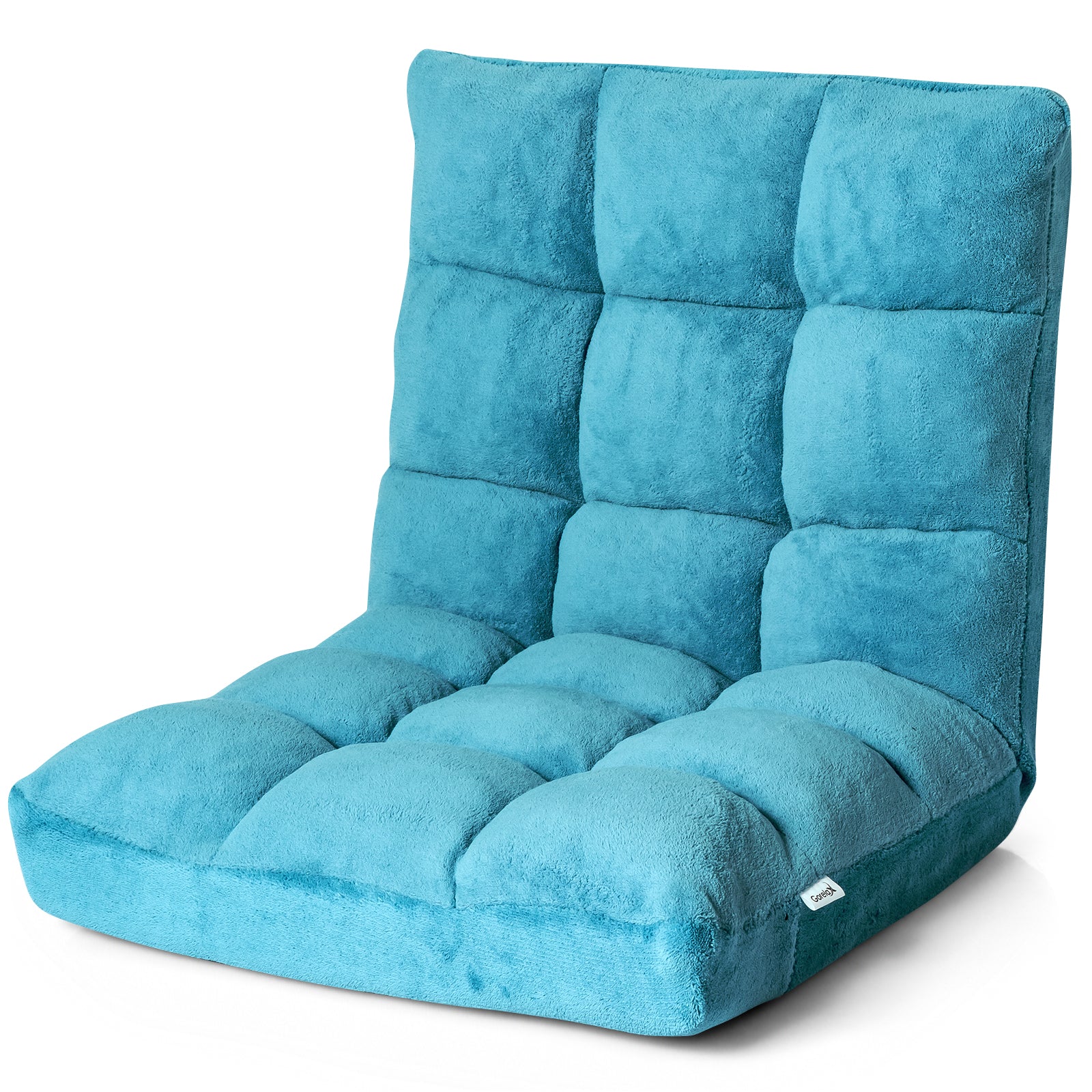 Coral Velvet Floor Gaming Chair with 14-Position Adjustable Back-Turquoise