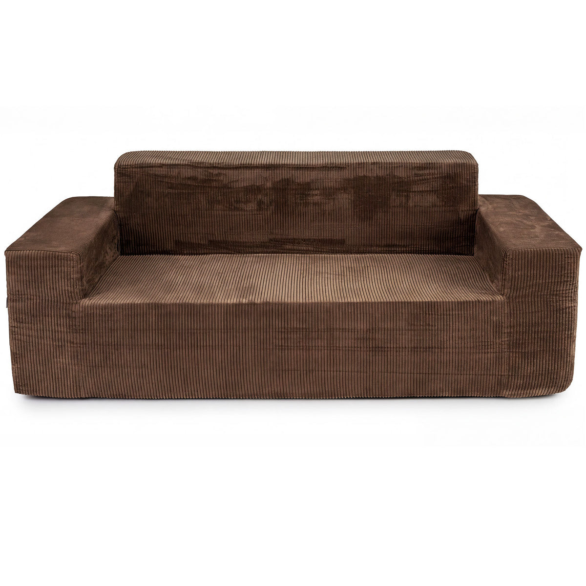 Corduroy 3-Seater Sofa No Assembly Needed with High Backrest & Wide Armrest-Brown
