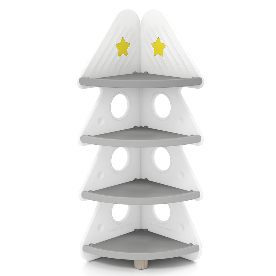 4-Tier Kids Corner Bookshelf for Kids Room and Nursery Playroom-White