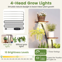 155CM Tall 8-Tier Corner Metal Plant Shelf for Multiple Plants-Black & Brown-1 Piece