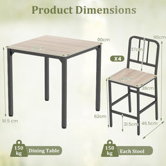 Counter Height Dining Table Set for 4 Kitchen Bar Table and Chairs Set with Faux Marble Surface-Grey