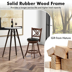 Upholstered Counter Height Barstools with PU Surface and Rubber Wood Frame-24 Inches