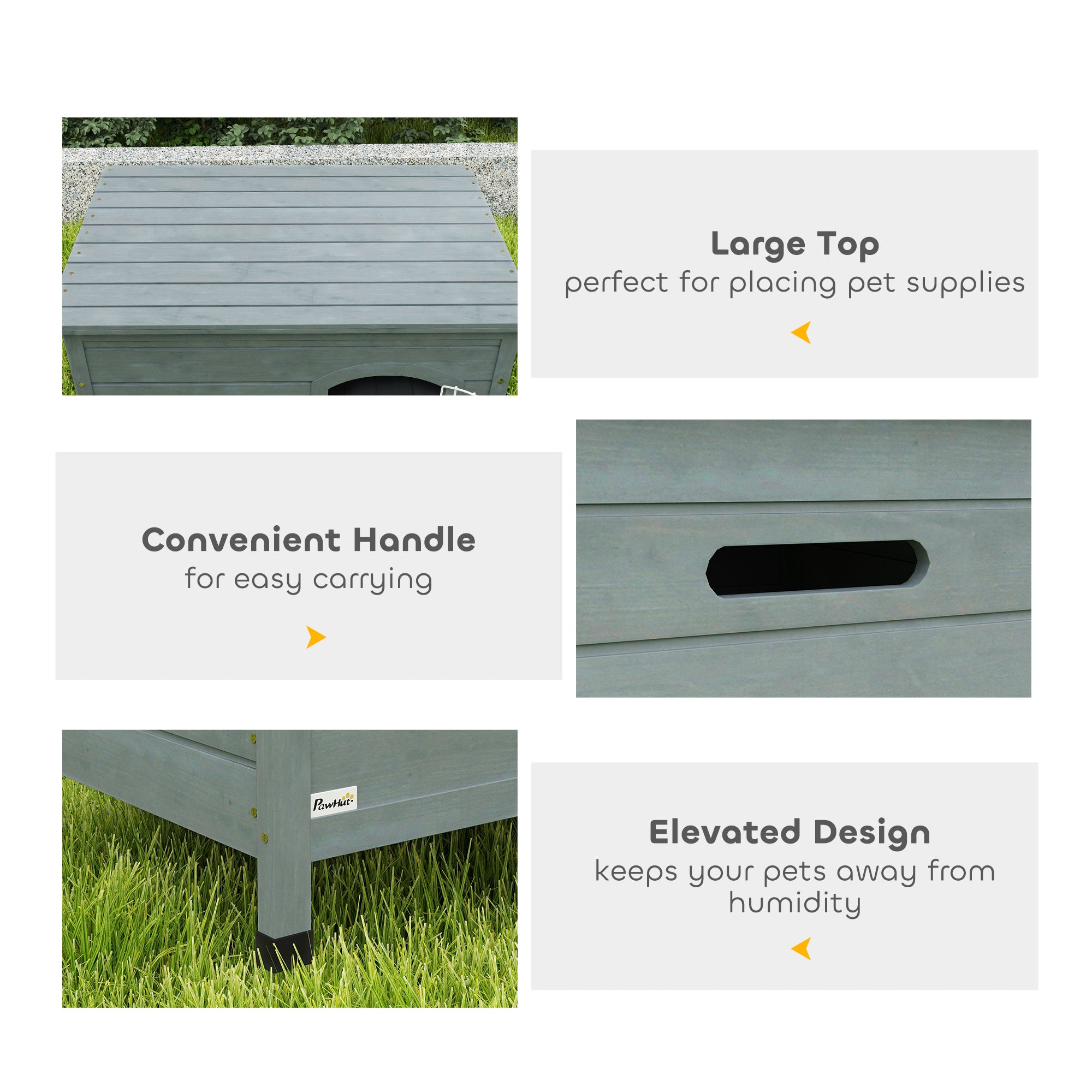 PawHut Wooden Dog House with Removable Bottom, Wire Door, Openable Top, Pet Shelter for Small Dog, 80 x 55 x 53.5cm, Dark Grey