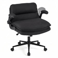 Criss Cross Chair on Wheels with Flip-up Arms Adjustable Height and Wide Backrest-Black and Grey