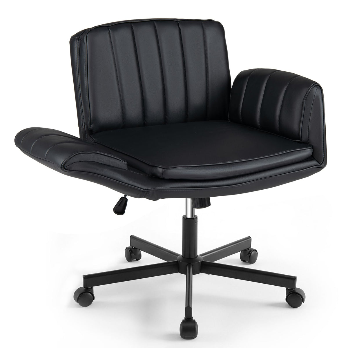 Criss Cross Office Chair with 6-Level Adjustable Arms and Wheels for Home Office-Black