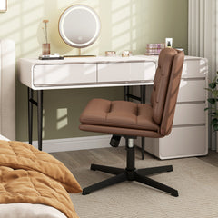 Criss Cross Legged Chair with Adjustable Height for Bedroom-Brown