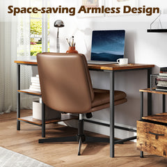 Criss Cross Legged Chair with Adjustable Height for Bedroom-Brown