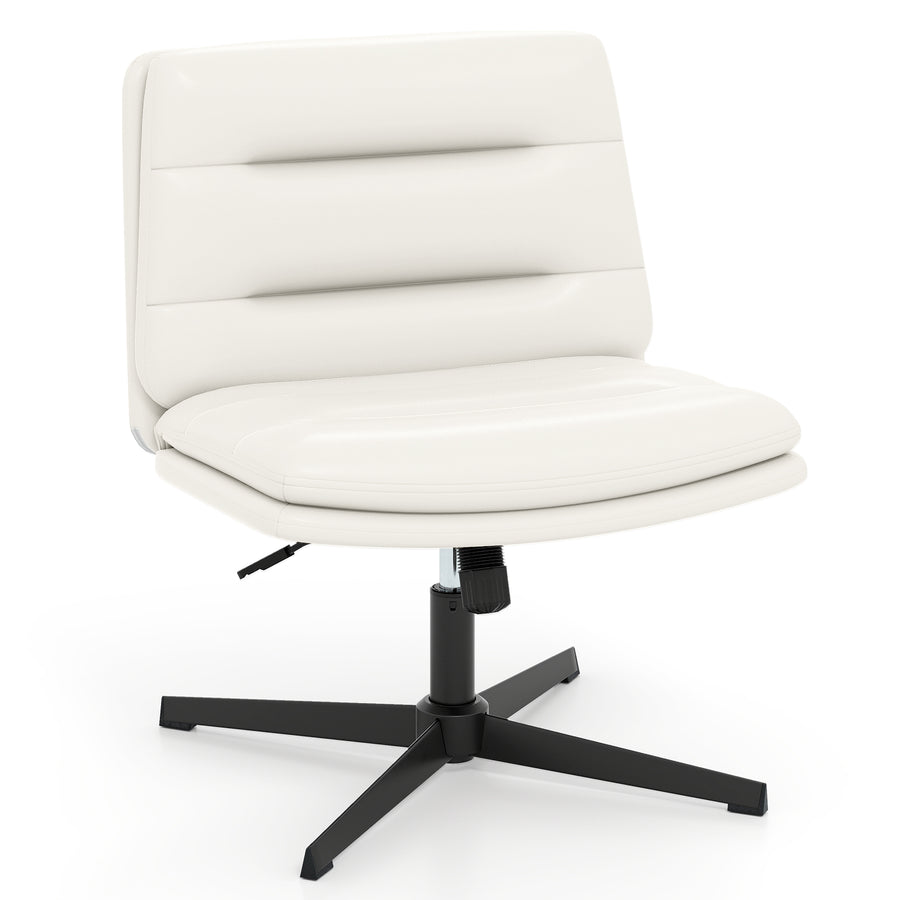Criss Cross Legged Chair with Adjustable Height for Bedroom-Off White