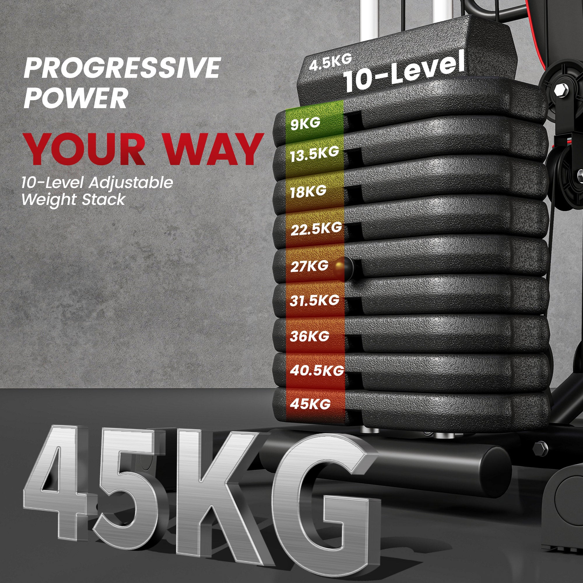 HOMCOM Multifunctional Home Gym Equipment Workout Station, Chest Station, Butterfly Press & Leg Developer, 45kg Weight Stack Multi Gym Machine Fitness Equipment for Full Body Fitness