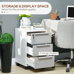 HOMCOM Three-Drawer Locking Filing Cabinet - Grey/White