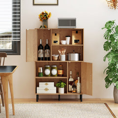 Cube Storage Cabinet with Metal Legs and Anti-topping Kits-Natural
