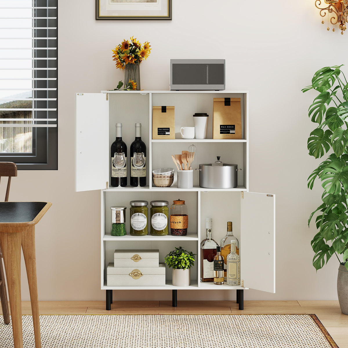Cube Storage Cabinet with Metal Legs and Anti-topping Kits-White
