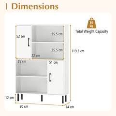 Cube Storage Cabinet with Metal Legs and Anti-topping Kits-White