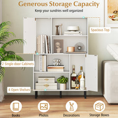 Cube Storage Cabinet with Metal Legs and Anti-topping Kits-White