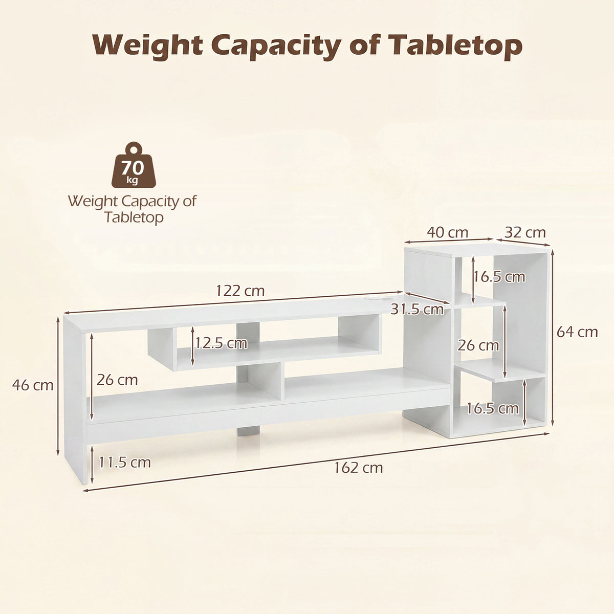 Cube TV Stand for 55 Inch TV with Power Outlets & Open Shelves for Living Room Bedroom-White