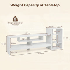 Cube TV Stand for 55 Inch TV with Power Outlets & Open Shelves for Living Room Bedroom-White