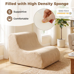 Curved Lazy Floor Sofa with Machine-washable Cover and Anti-slip Bottom-Beige