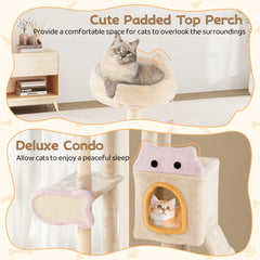 Cute Cat Tree for Indoor Kittens with Plush Perch-Yellow