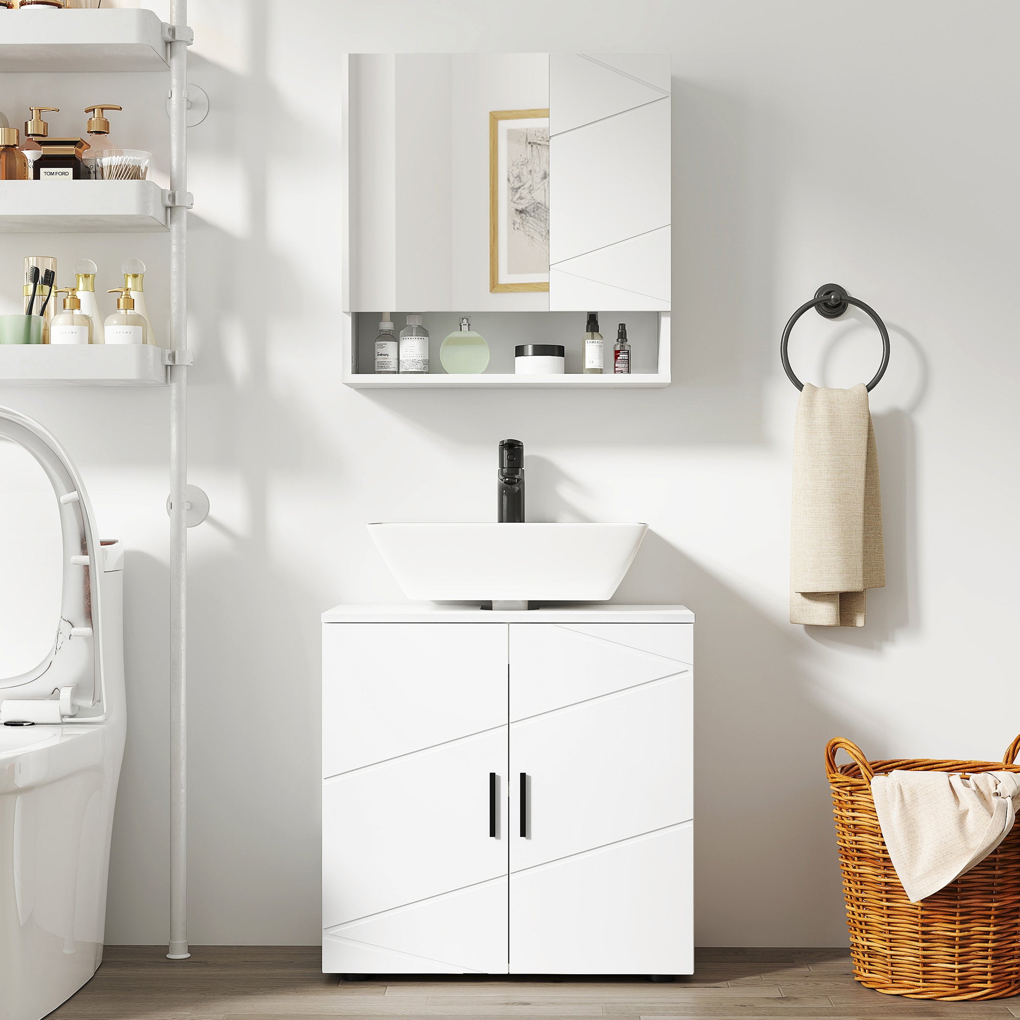 kleankin Wall Mounted Bathroom Storage Cupboard - White