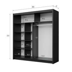Black Mirrored Sliding Door Wardrobe 203cm – MAYFAIR
