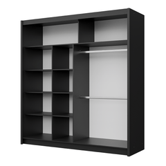 Black Mirrored Sliding Door Wardrobe 203cm – MAYFAIR