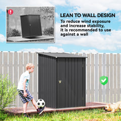 Outsunny 3.3 x 3.4ft Lean To Steel Garden Shed, with Locking Door - Dark Grey