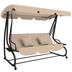 Outsunny Three-Person garden Swing Chair, with Adjustable Canopy - Light Brown