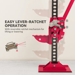 HOMCOM 3 Tonne Farm Jack, 33" High Lift Jack for 4x4 Tractors Trucks Agricultural Lifting, Red