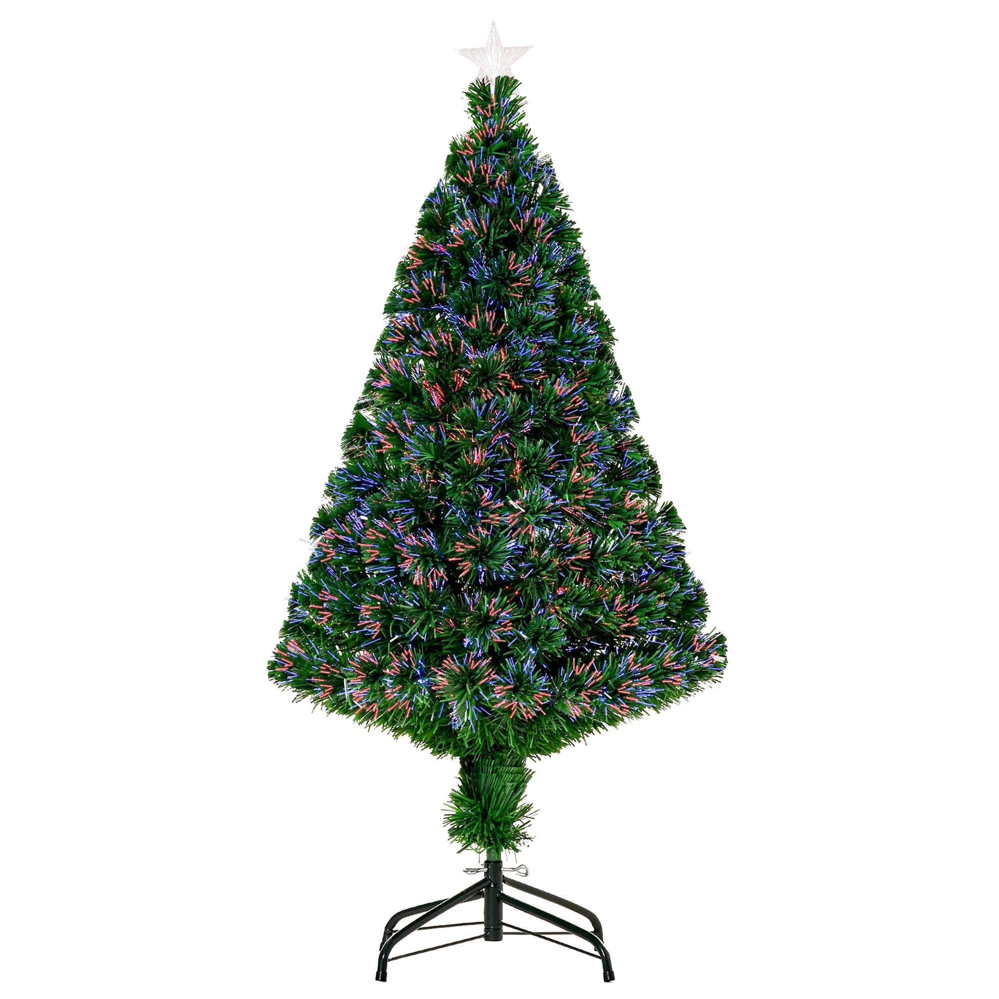 HOMCOM 4FT Pre-Lit Fibre Optic Artificial Christmas Tree Holiday Xmas D√É¬©cor with Tree Topper Multi-Colour