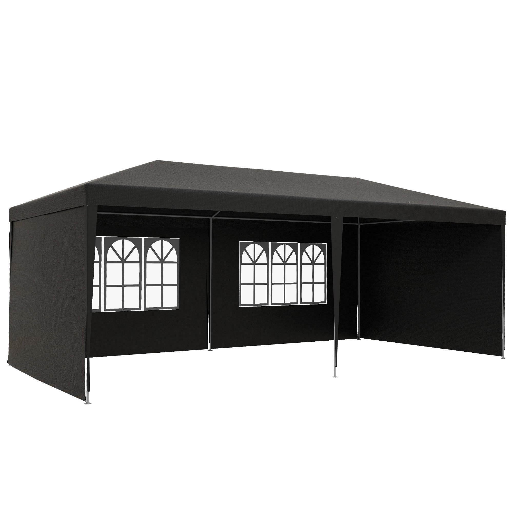 Outsunny 2.95 x 5.83 m Semi-Open Gazebo - Dark Grey