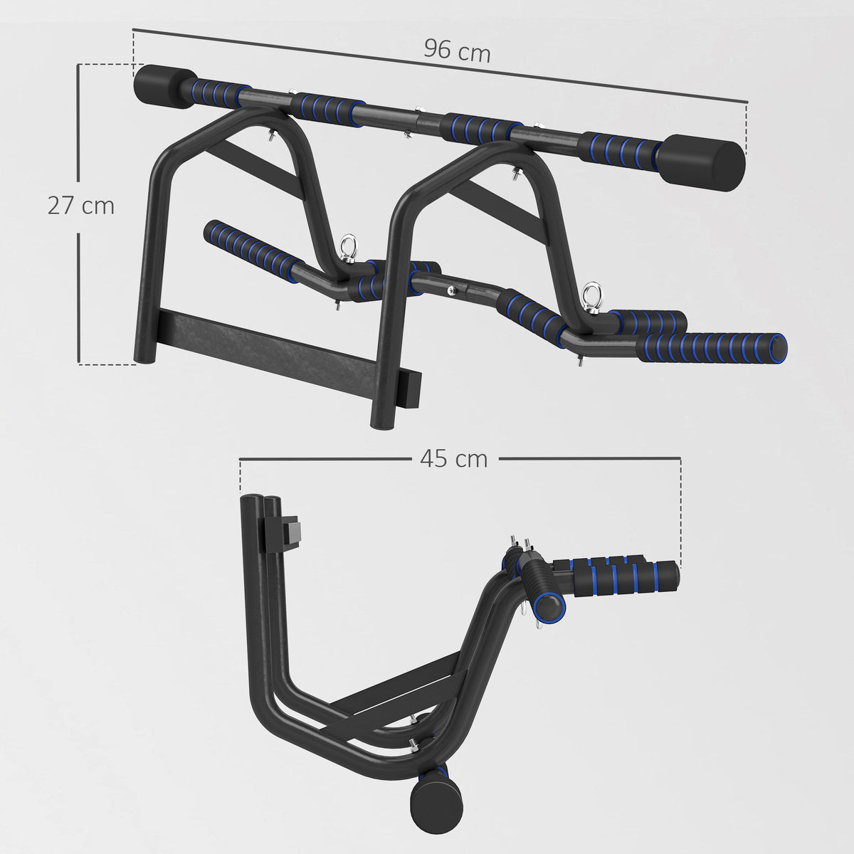 SPORTNOW Multi-Grip Doorway Pull Up Bar with Non-Slip Grips, Chin Up Bar with Anti-Fall Slot for Indoor Gym Upper Body Workout