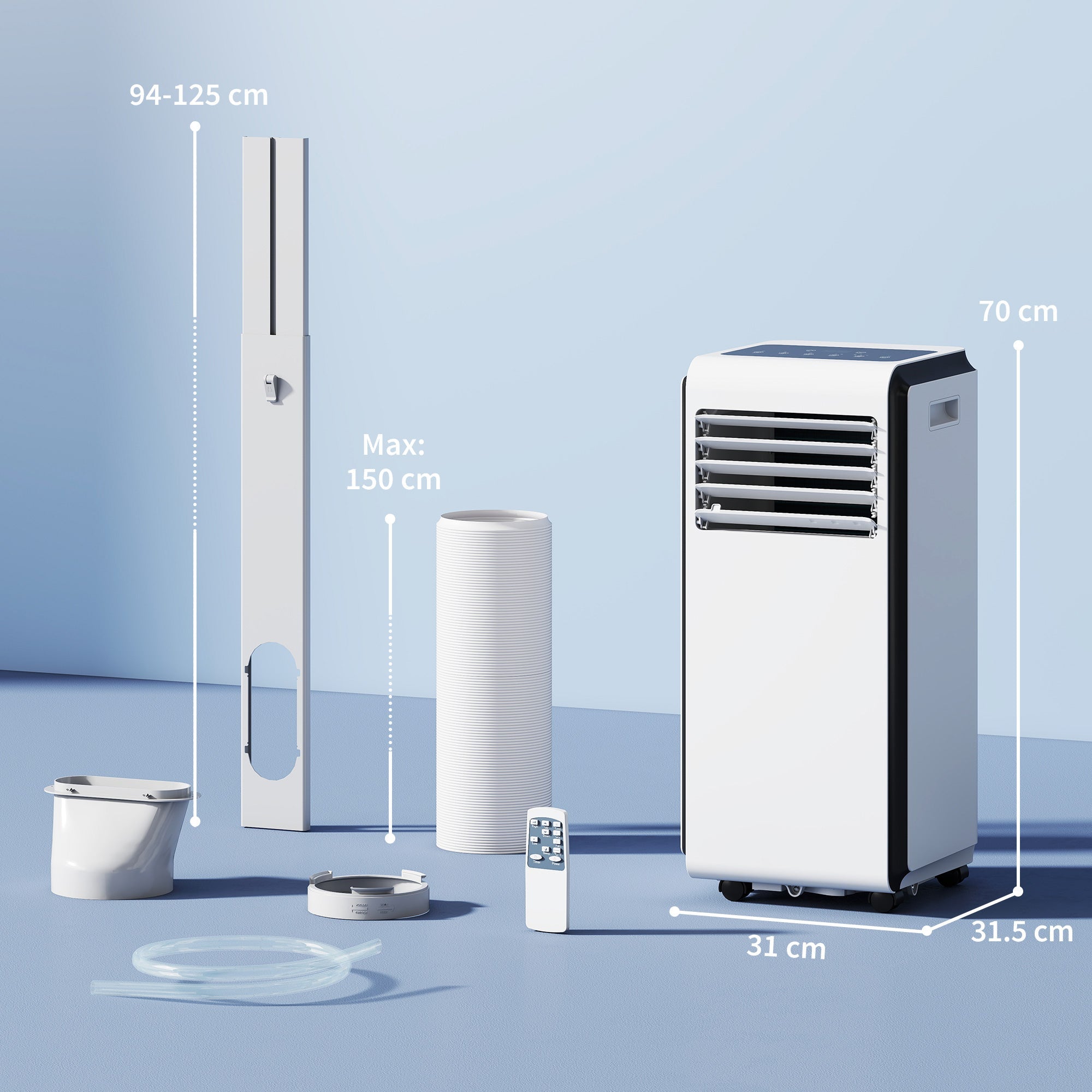 HOMCOM Portable Air Conditioner 9000 BTU, 4-in-1 Air Conditioning Unit with Cooling, Dehumidifier, Fan, Sleep Mode, White