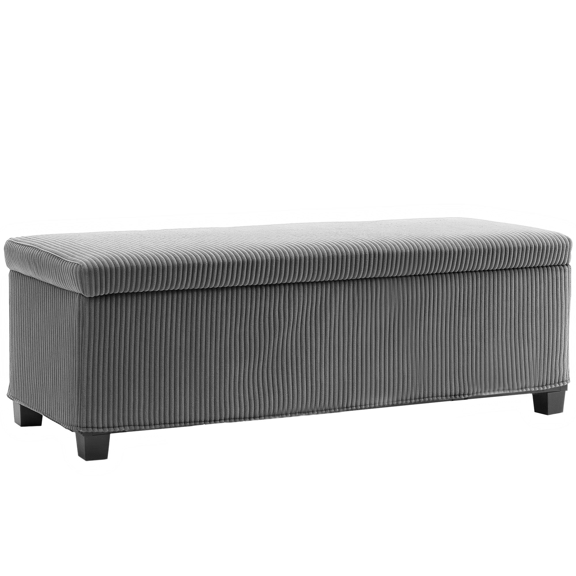 HOMCOM 84L Corduroy Storage Ottoman - Grey