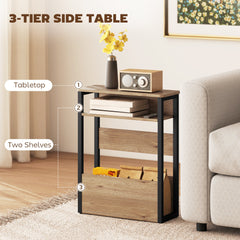 HOMCOM Industrial-Style Side Table - Black/Walnut Brown