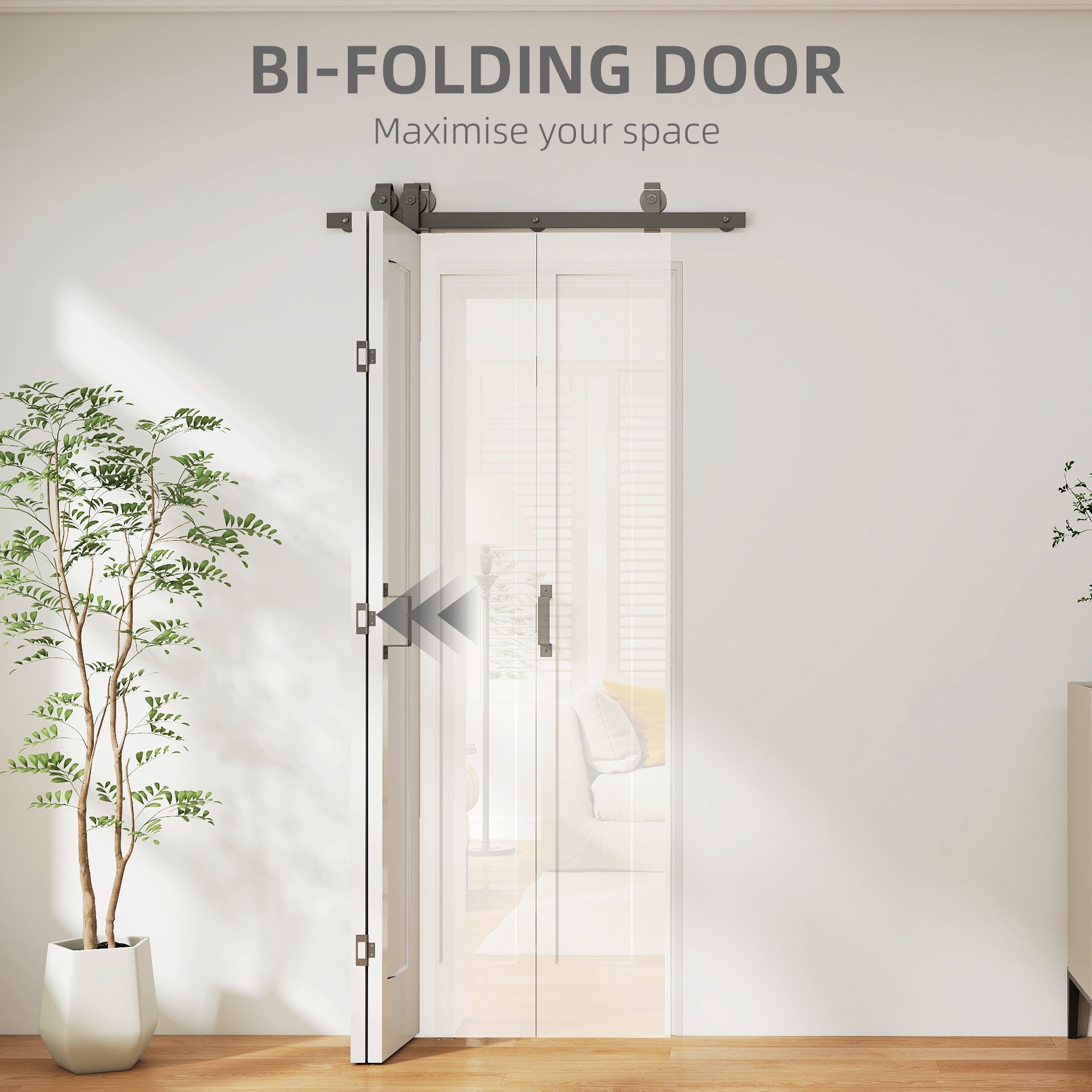 HOMCOM Slide Door, 70cm Modern Sliding Door Set Kit with Steel Rail, White