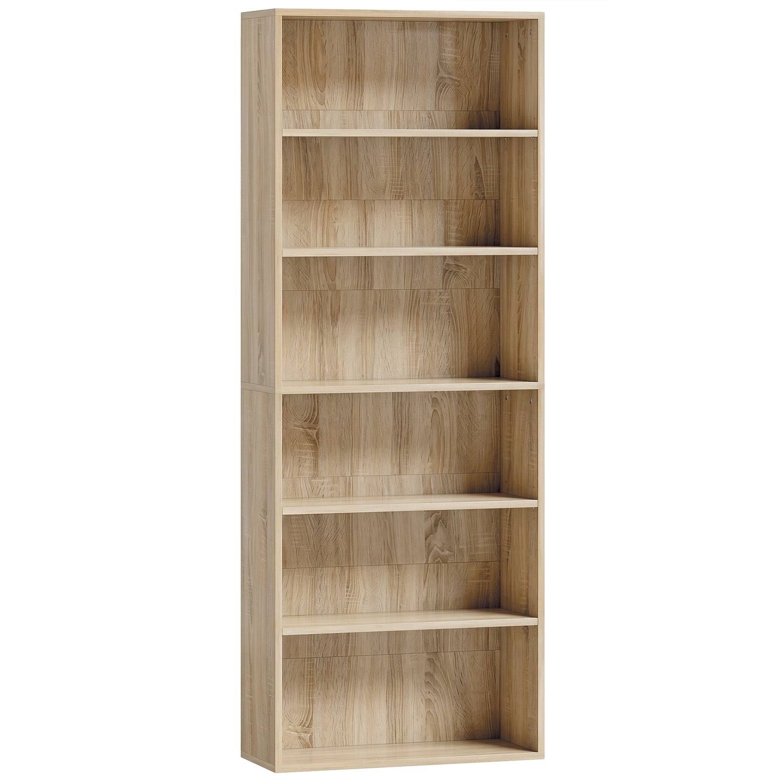 HOMCOM Six Shelf Bookcase - Oak