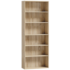 HOMCOM Six Shelf Bookcase - Oak
