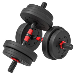HOMCOM 15kg 2 in 1 Adjustable Dumbbells Weight Set, Dumbbell Hand Weight Barbell for Weight Training, Black