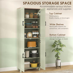 HOMCOM Freestanding Kitchen Cupboard, 4-Door Storage Cabinet with Adjustable Shelves, Modern Kitchen Pantry, 170cm, Green
