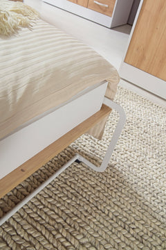 SPACEO Bedside Table White / Black Handles