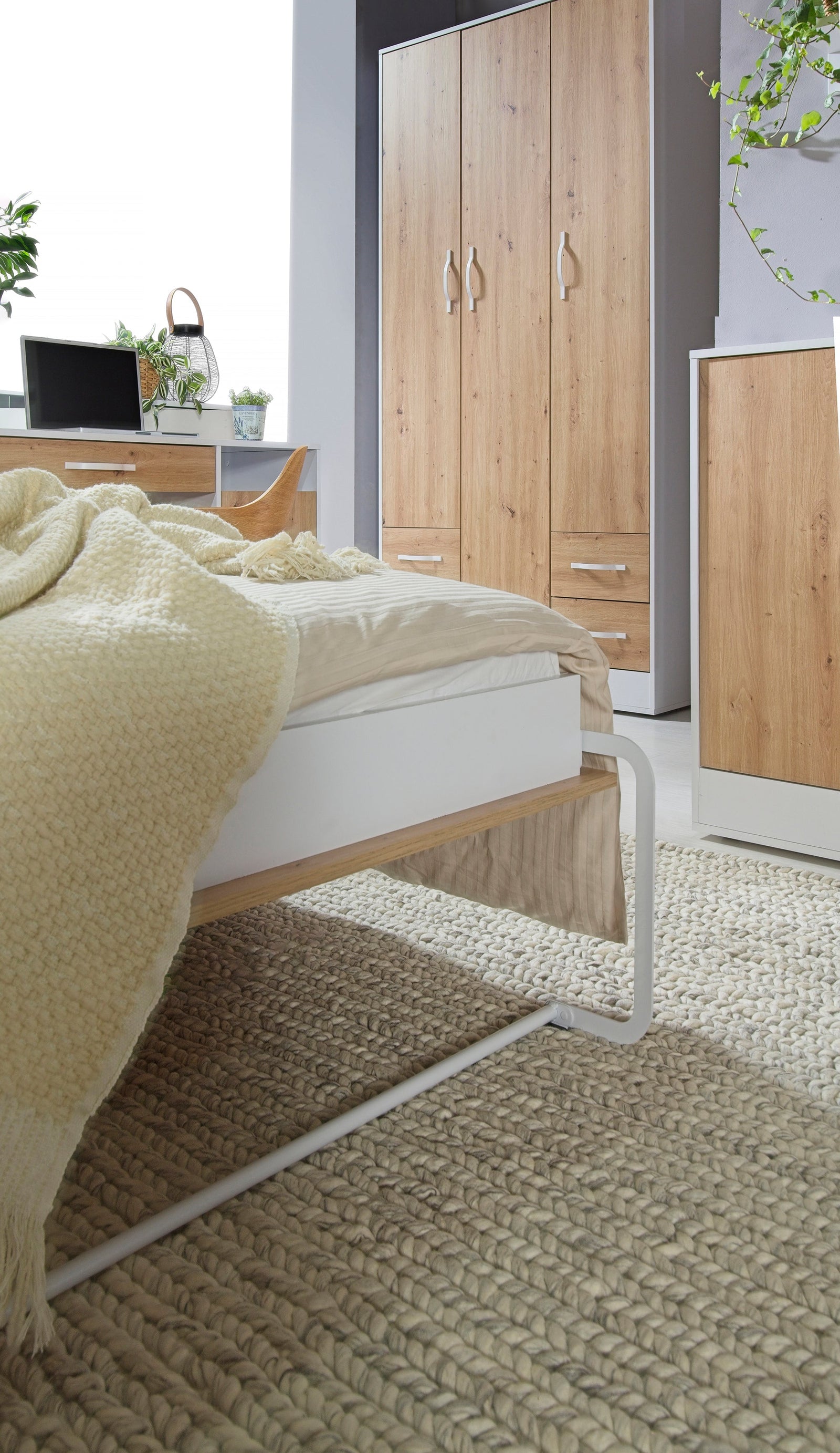 SPACEO Vertical Wall Bed 120x200 White / Black Handles