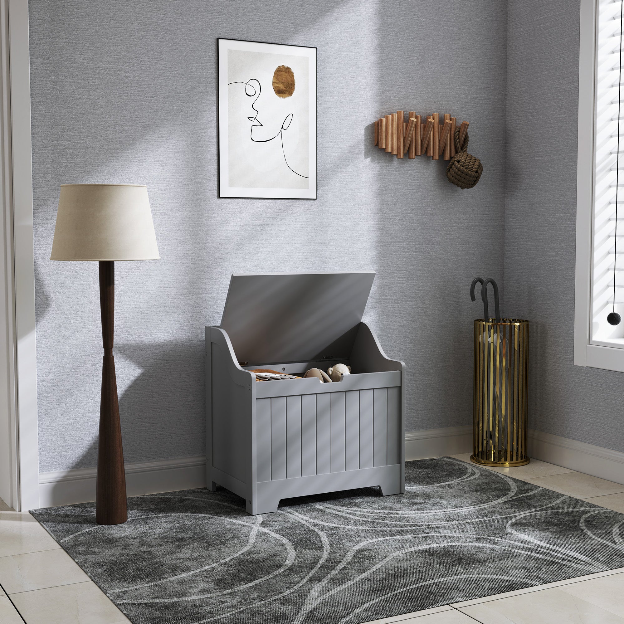 HOMCOM 61L Home Storage Chest - Grey