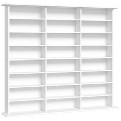 HOMCOM 1032 CD/594 DVD Storage Unit, Blu-ray Media Storage Shelf with 24 Compartments and 18 Adjustable Shelves, White