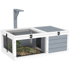 PawHut Wooden Tortoise Enclosure, Tortoise House w/ Lamp Holder, for Outdoor, Indoor, Light Grey