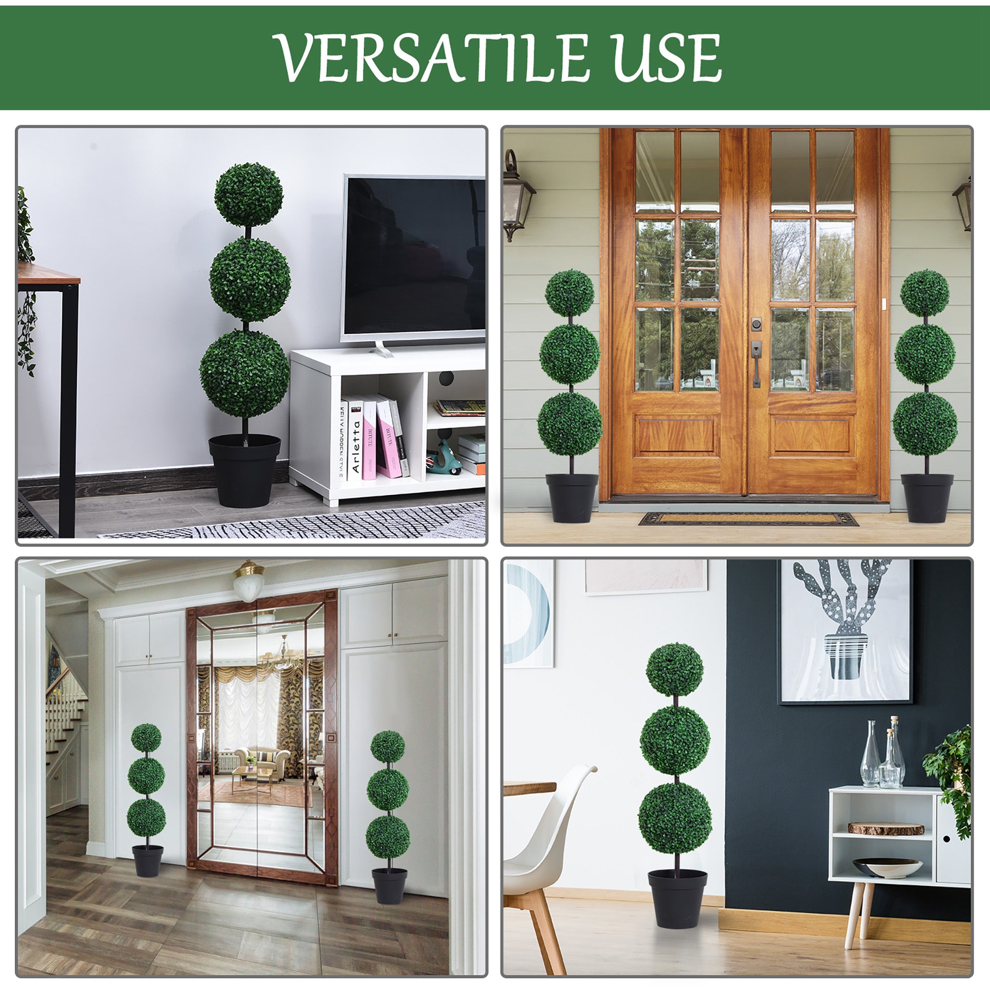 Outsunny Artificial Plants Honeysuckle Flower in Pot Fake Plants with Curved Boots for Indoor 15x15x150cm White